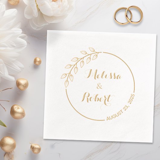 Runde Zweigstelle mit Blätter Hochzeitskranz Servietten Mit Folie