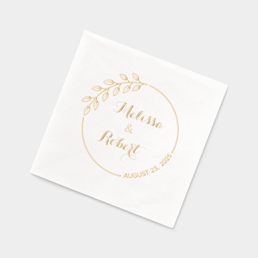 Runde Zweigstelle mit Blätter Hochzeitskranz Servietten Mit Folie (Links)