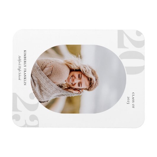 Runded Foto Frame Abschluss der Senior-Klasse Magnet (Horizontal)