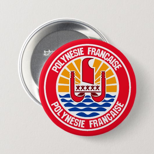RundEmblem der französischen Polynesien Button (Vorne & Hinten)