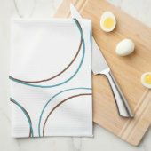 Runden Turquoise & Brown Hand gezeichnet minimalen Geschirrtuch (Viertel Falte)