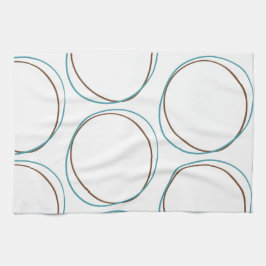 Runden Turquoise & Brown Hand gezeichnet minimalen Geschirrtuch