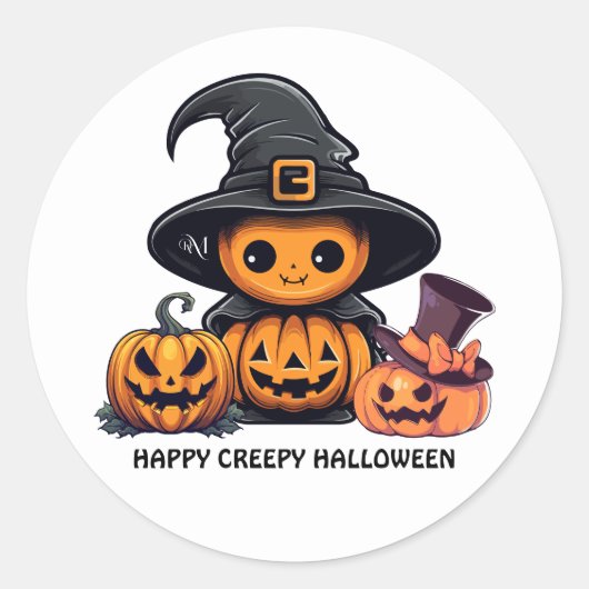 Runder Aufkleber : HALLOWEEN Gruselig (Vorderseite)