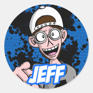 Runder Aufkleber Jeff