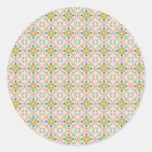 Runder Aufkleber mit einem floralen geometrischen 