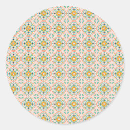 Runder Aufkleber mit einem floralen geometrischen 