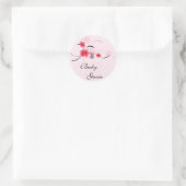 Runder Aufkleber Rosa Blossom Doppeltes Glück (Tasche)
