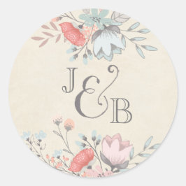 Runder Aufkleber | Vintage Hochzeitskollektion für