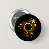 Runder Banner mit Gold Stars auf schwarz Button (Vorne & Hinten)
