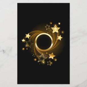 Runder Banner mit Gold Stars auf schwarz Flyer