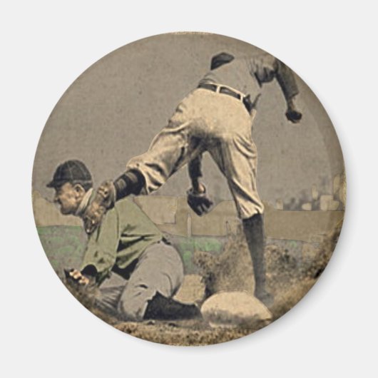 Runder Baseball-Kühlschrankmagnet im Coolen Retro- Magnet (Vorne)