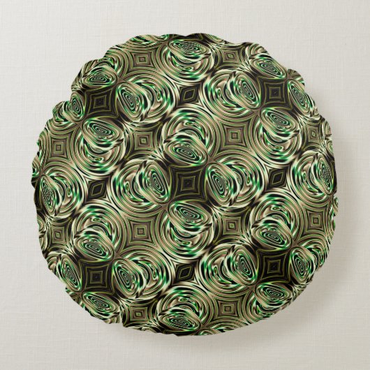 Runder Beige- und Minzhandgriff aus Metall und Gla Rundes Kissen (Vorderseite)