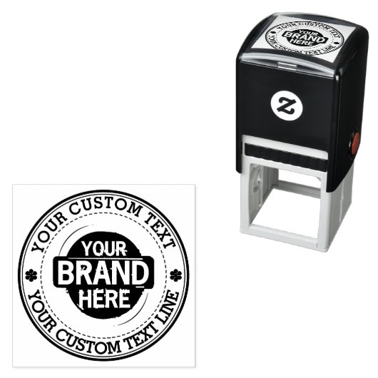 Runder benutzerdefinierter Text mit Logo Permastempel (Beispiel)