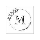Runder Blätterkranz Monogramm Anfangsbuchstabe Fam Gummistempel (Prägung)