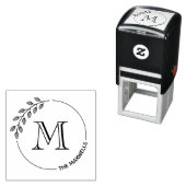 Runder Blätterkranz Monogramm Anfangsbuchstabe Fam Permastempel (Beispiel)