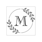 Runder Blätterkranz Monogramm Anfangsbuchstabe Gummistempel (Prägung)