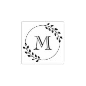 Runder Blätterkranz Monogramm Initial 1x1 Gummistempel (Prägung)
