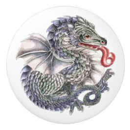 Runder blauer Drachen-Keramikknopf Keramikknauf