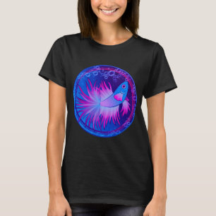 Runder blauer Kampffisch Blase T-Shirt