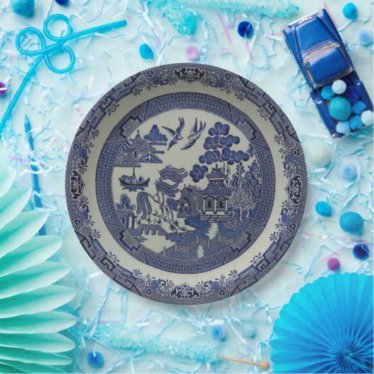 Runder blauer Weide-Teller hergestellt vom Papier: Pappteller (Party)