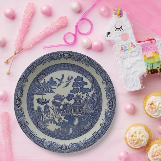 Runder blauer Weide-Teller hergestellt vom Papier: Pappteller (Party)