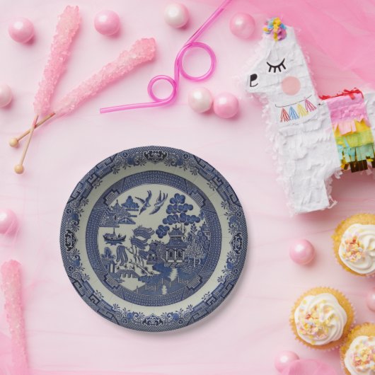 Runder blauer Weide-Teller hergestellt vom Papier: Pappteller (Party)