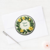 Runder Blumenkranzteller mit gelben Blumen Aufkleber (Umschlag)