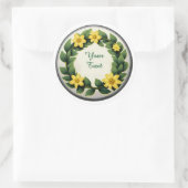 Runder Blumenkranzteller mit gelben Blumen Aufkleber (Tasche)