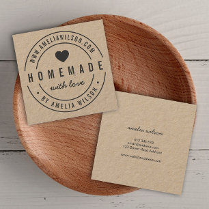 Runder Border, kühl hausgemacht mit Liebe Herz Quadratische Visitenkarte