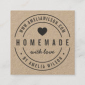 Runder Border, muffig hausgemacht mit Liebe Herz Quadratische Visitenkarte (Vorderseite)