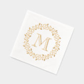 Runder botanischer Beerenkranz Monogramm Initiale Servietten Mit Folie (Links)