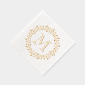 Runder botanischer Beerenkranz Monogramm Initiale Servietten Mit Folie (Rechts)