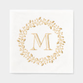 Runder botanischer Beerenkranz Monogramm Initiale Servietten Mit Folie (Vorderseite)