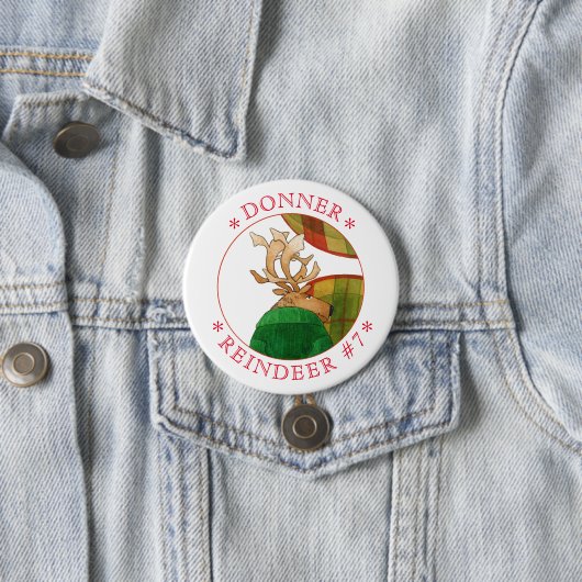 Runder Button-Button "DONNER REINDEER" Button (Beispiel)