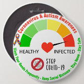 Runder Button "Coronavirus & Autismus" (Vorne & Hinten)