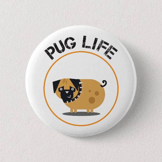 Runder Button für den Mops Hunde (Vorderseite)