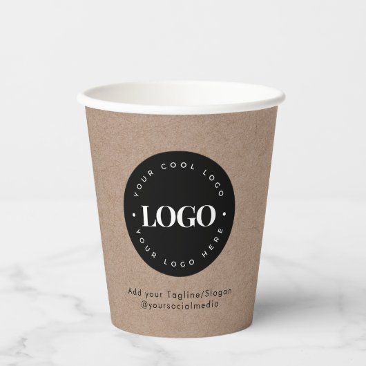 Runder Circle Custom Company Logo Rustic Kraft Pap Pappbecher (Vorderseite)