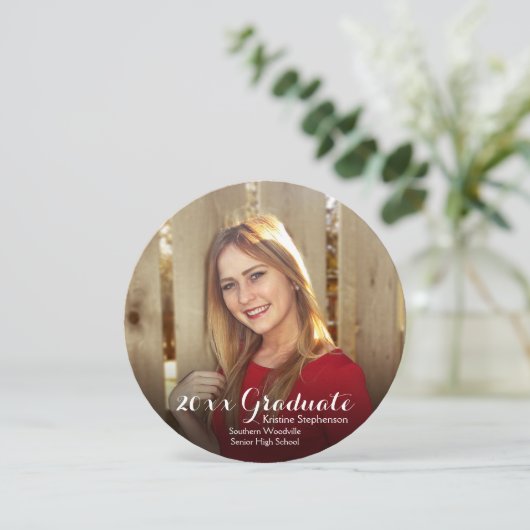 Runder Circle Foto Schatten benutzerdefinierter Ab Einladung (Stehend Vorderseite)