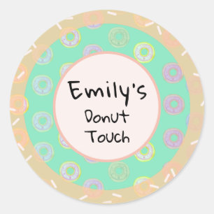 Runder Donut Touch Rosa Individuelle Name Sticker