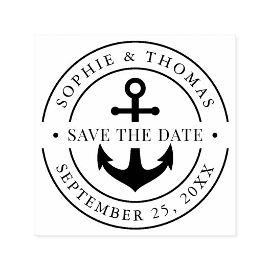 Runder doppelter Grenzanker Save the Date Permastempel (Design)