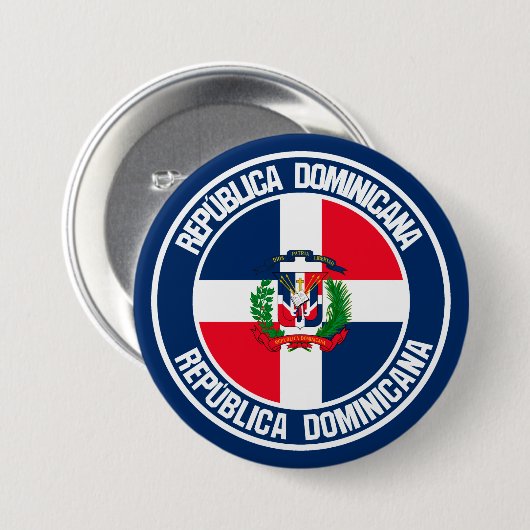 Runder Emblem der Dominikanischen Republik Button (Vorne & Hinten)