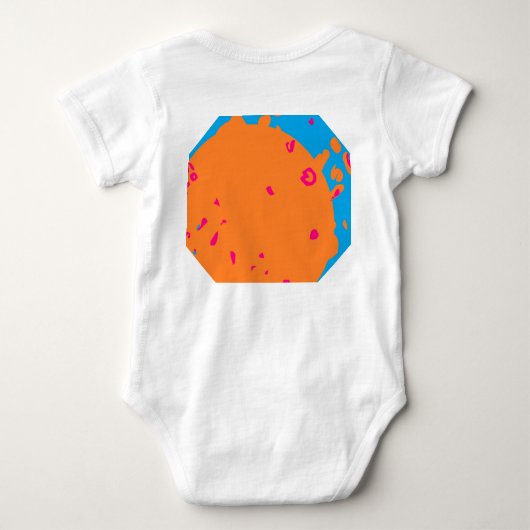 runder Entwurf in Baby blau und blassorange Baby Strampler (Rückseite)