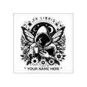 Runder Fantasy-Schmetterling ex libris Briefmarke Gummistempel (Prägung)