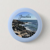 Runder Foto Atlantischer Ozean Felsstrand Button (Vorderseite)