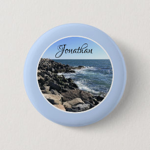 Runder Foto Atlantischer Ozean Felsstrand Button