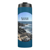 Runder Foto Atlantischer Ozean Felsstrand Thermosbecher (Vorderseite)