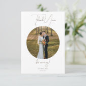 Runder Foto Save the Date Minimalistisch Dankeskarte (Stehend Vorderseite)