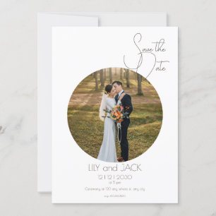 Runder Foto Save the Date Minimalistische Einladun Einladung