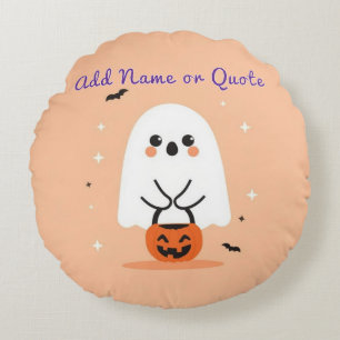 Runder Ghost Halloween-Kissen - Anpassbarer Text Rundes Kissen