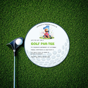 Runder Golfball "Hole in One" 1. Geburtstag Einladung
